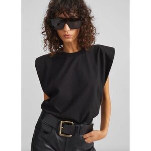 The Frankie Shop Black Padded-Shoulder Tank Top